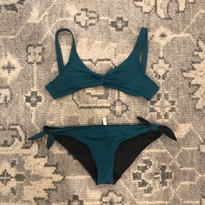 Solid & striped bathing suit